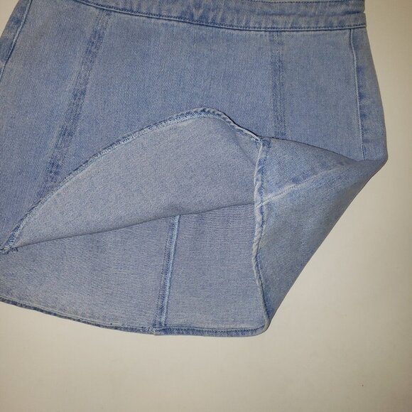 PacSun Scalloped Denim Mini Skirt Women’s Size 26 Light Wash Blue Denim Back Zip - Picture 8 of 14